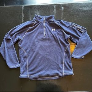 Retro Under Armor Dark Blue Fleece Sweater Spring Large Quarter Zip